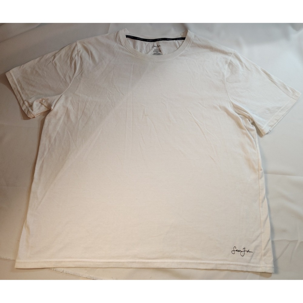 Sean John White Short Sleeve Crewneck Graphic Script Logo Streetwear Tee Men 2XL